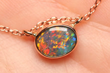 Load image into Gallery viewer, Red Orange Black Horizontal Opal Pendant - 18k Rose Gold