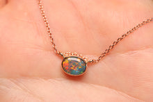Load image into Gallery viewer, Red Orange Black Horizontal Opal Pendant - 18k Rose Gold