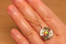 Load image into Gallery viewer, Sunray Multi-coloured Halo Opal Pendant - 18k Gold