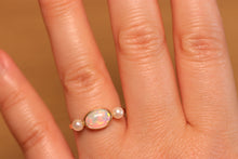 Load image into Gallery viewer, Two Accent Pearl Pastel Opal Ring - 18k Gold