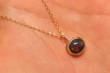 Load image into Gallery viewer, Mystic Red Black Opal Pendant - 9k Gold
