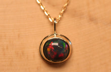 Load image into Gallery viewer, Mystic Red Black Opal Pendant - 9k Gold