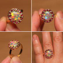 Load image into Gallery viewer, Crystal Opal Halo Ring - 18k Gold