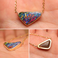 Load image into Gallery viewer, Top Quality Multi Coloured Boulder Opal Necklace - 18k Gold