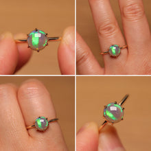 Load image into Gallery viewer, Cats Eye Green Crystal Prong Set Opal Ring - 9k Gold