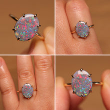 Load image into Gallery viewer, Dark Opal Prong Set Ring - 9k Gold
