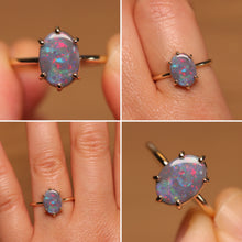 Load image into Gallery viewer, Dark Opal Prong Set Ring - 9k Gold