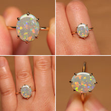 Load image into Gallery viewer, Confetti Pastel Opal Prong Set Ring - 9k Gold