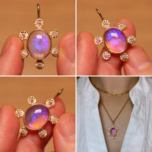 Load image into Gallery viewer, Starseed Circle Purple Crystal Opal Pendant with Sapphires - 18k Gold
