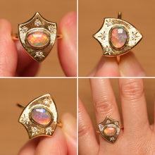 Load image into Gallery viewer, Crystal Opal Shield Ring with Diamonds - 18k Gold
