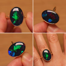 Load image into Gallery viewer, Puzzle Pattern Black Opal Ring (7.2ct) - 9k Gold
