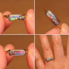 Load image into Gallery viewer, Pinky Green Pipe Opal Ring - 18k Gold
