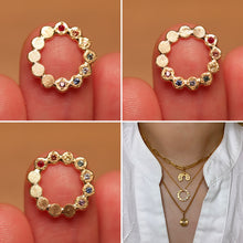Load image into Gallery viewer, Chakra Stone Circle Charm with Sapphires - 18k Gold
