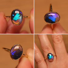 Load image into Gallery viewer, Aurora Black Crystal Opal Ring (2.76ct) - 18k Gold
