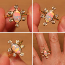 Load image into Gallery viewer, Starseed Circle Pastel Opal Ring with Diamonds - 18k Gold
