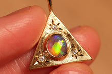 Load image into Gallery viewer, Pyramid Crystal Opal Pendant with Diamonds - 18k Gold
