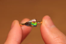 Load image into Gallery viewer, Flashy Rainbow Boulder Opal Ring - 18k Gold
