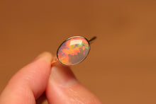 Load image into Gallery viewer, Fiery Rainbow Dark Opal Ring - 18k Gold
