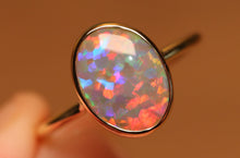 Load image into Gallery viewer, Floral Patterned Gem Crystal Opal Ring - 18k Gold
