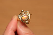 Load image into Gallery viewer, Crystal Opal Shield Ring with Diamonds - 18k Gold
