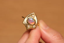 Load image into Gallery viewer, Crystal Opal Shield Ring with Diamonds - 18k Gold
