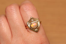 Load image into Gallery viewer, Crystal Opal Shield Ring with Diamonds - 18k Gold
