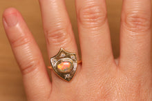 Load image into Gallery viewer, Crystal Opal Shield Ring with Diamonds - 18k Gold
