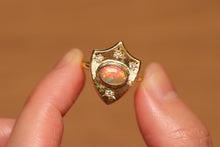 Load image into Gallery viewer, Crystal Opal Shield Ring with Diamonds - 18k Gold
