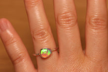Load image into Gallery viewer, Flashy Green Crystal Opal Ring - Silver
