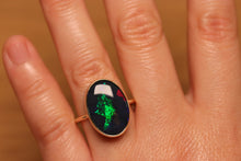 Load image into Gallery viewer, Puzzle Pattern Black Opal Ring (7.2ct) - 9k Gold
