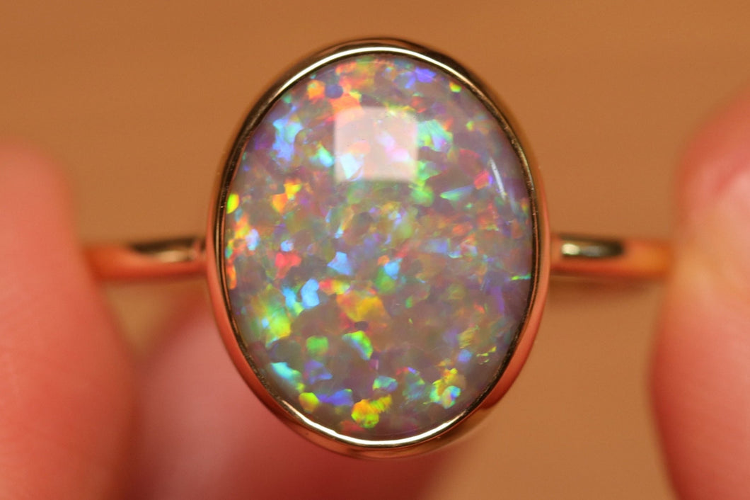 Confetti Dark Opal Ring (4.36ct) - 18k Gold