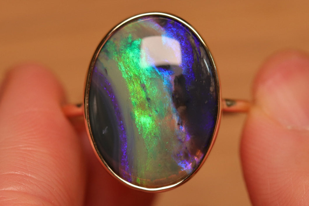 Waterfall Picture Opal Ring (6.07ct) - 9k Gold