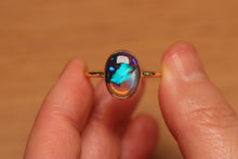 Load image into Gallery viewer, Aurora Black Crystal Opal Ring (2.76ct) - 18k Gold
