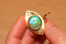 Load image into Gallery viewer, Third Eye Green Crystal Opal Pendant with Diamonds - 18k Gold
