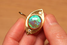 Load image into Gallery viewer, Third Eye Green Crystal Opal Pendant with Diamonds - 18k Gold
