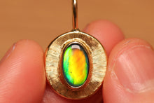 Load image into Gallery viewer, Golden Fire Black Opal Pendant - 18k Gold
