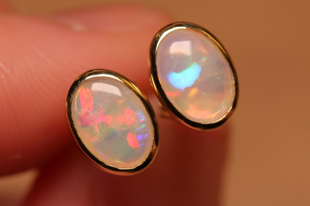 Pastel Crystal Opal Earrings - 14k Gold