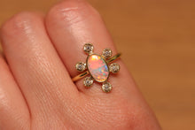 Load image into Gallery viewer, Starseed Circle Pastel Opal Ring with Diamonds - 18k Gold
