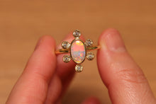 Load image into Gallery viewer, Starseed Circle Pastel Opal Ring with Diamonds - 18k Gold
