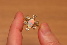 Load image into Gallery viewer, Starseed Circle Pastel Opal Ring with Diamonds - 18k Gold
