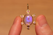 Load image into Gallery viewer, Starseed Circle Purple Crystal Opal Pendant with Sapphires - 18k Gold
