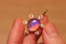 Load image into Gallery viewer, Starseed Circle Purple Crystal Opal Pendant with Sapphires - 18k Gold
