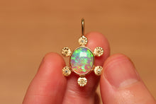 Load image into Gallery viewer, Starseed Circle Green Crystal Opal Pendant with Sapphires - 18k Gold
