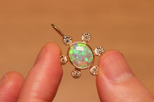 Load image into Gallery viewer, Starseed Circle Green Crystal Opal Pendant with Sapphires - 18k Gold
