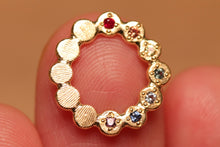 Load image into Gallery viewer, Chakra Stone Circle Charm with Sapphires - 18k Gold
