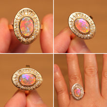 Load image into Gallery viewer, Sunray Halo Pastel Opal Ring - 18k Gold
