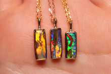 Load image into Gallery viewer, Sparkly Green Blue Pipe Opal Pendant - 9k Gold
