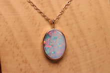 Load image into Gallery viewer, Pinky Blue Boulder Opal Pendant - 18k Rose Gold
