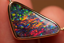 Load image into Gallery viewer, Top Quality Multi Coloured Boulder Opal Necklace - 18k Gold
