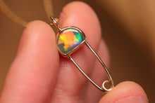 Load image into Gallery viewer, Opal Safety Pin Pendant #2 - 9k Gold
